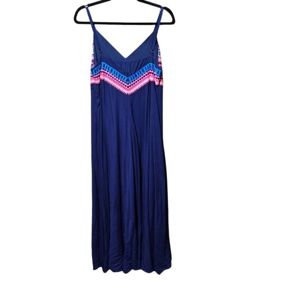 Mara Hoffman Navy Embroidered Maxi Tank Dress - Picture 4 of 6